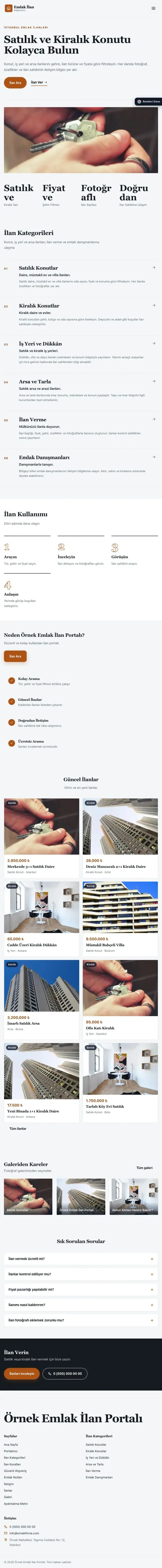 Dergi Editoryal Mavi Turuncu – Emlak İlan Portalı Web Sitesi tablet görünümü
