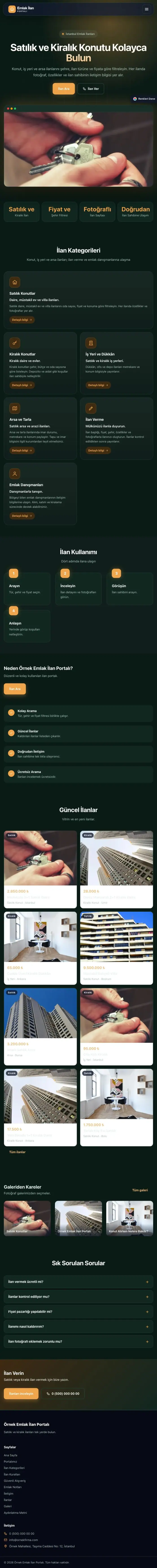 Koyu Modern Petrol Turuncu – Emlak İlan Portalı Web Sitesi tablet görünümü