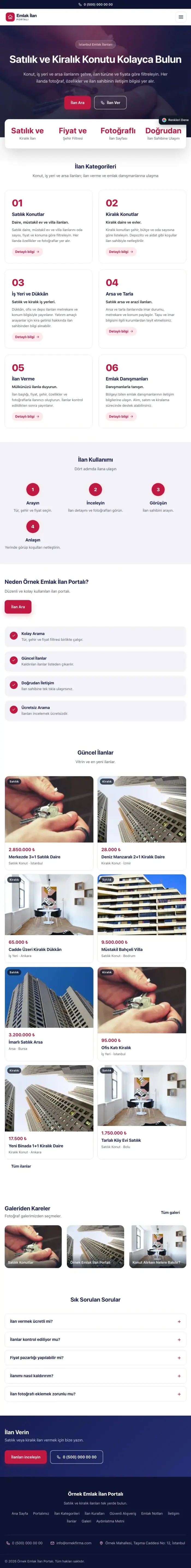 Merkez Lacivert Kırmızı – Emlak İlan Portalı Web Sitesi tablet görünümü