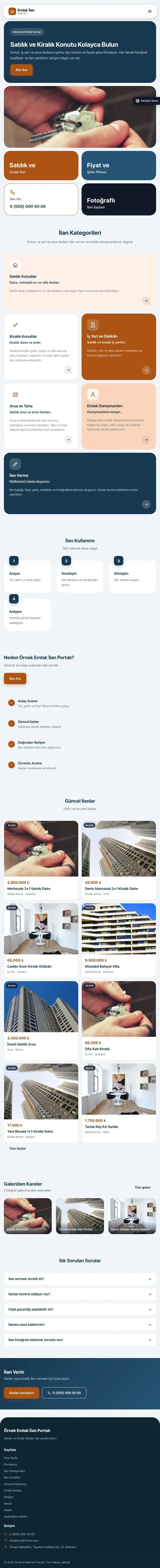 Mozaik Mavi Turuncu – Emlak İlan Portalı Web Sitesi tablet görünümü