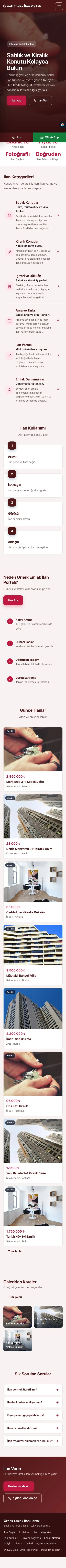 Sol Menü Bordo Kırmızı – Emlak İlan Portalı Web Sitesi mobil görünümü