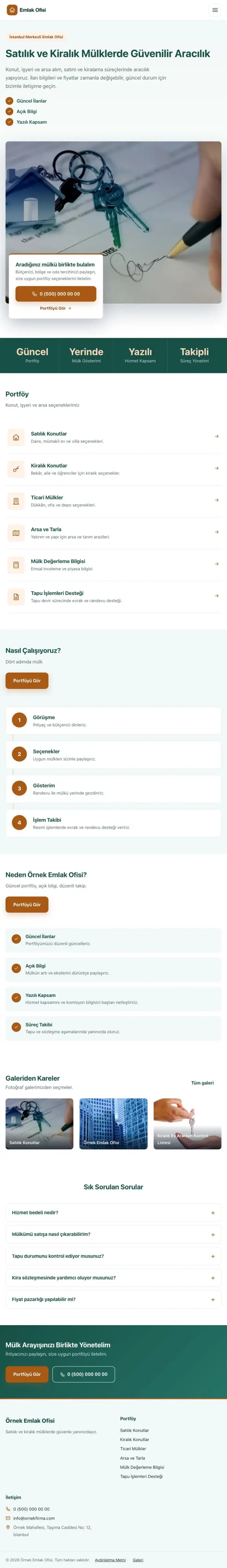 Bölünmüş Petrol Turuncu – Emlak Ofisi Web Sitesi tablet görünümü