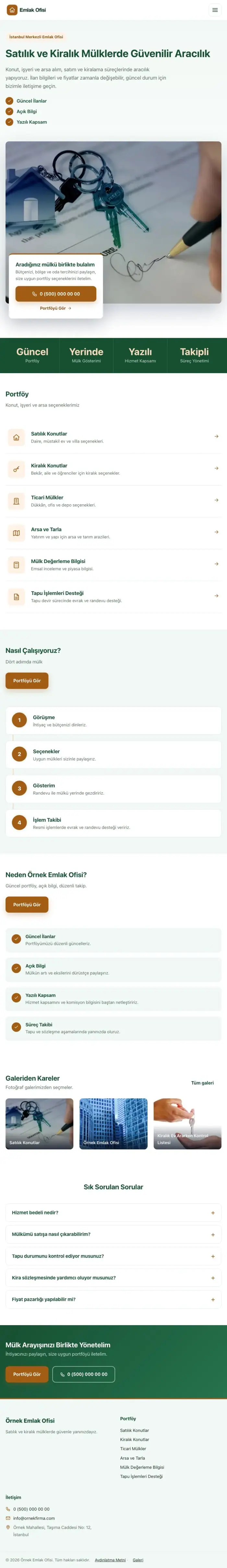 Bölünmüş Yeşil Turuncu – Emlak Ofisi Web Sitesi tablet görünümü