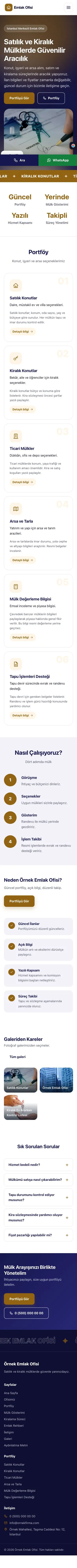 Hareketli Lacivert Turuncu – Emlak Ofisi Web Sitesi mobil görünümü