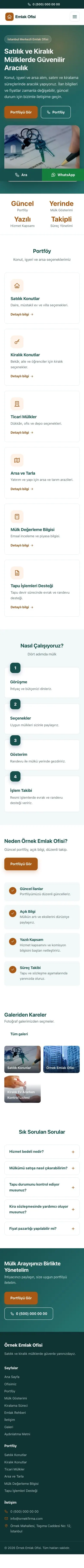 Klasik Petrol Turuncu – Emlak Ofisi Web Sitesi mobil görünümü