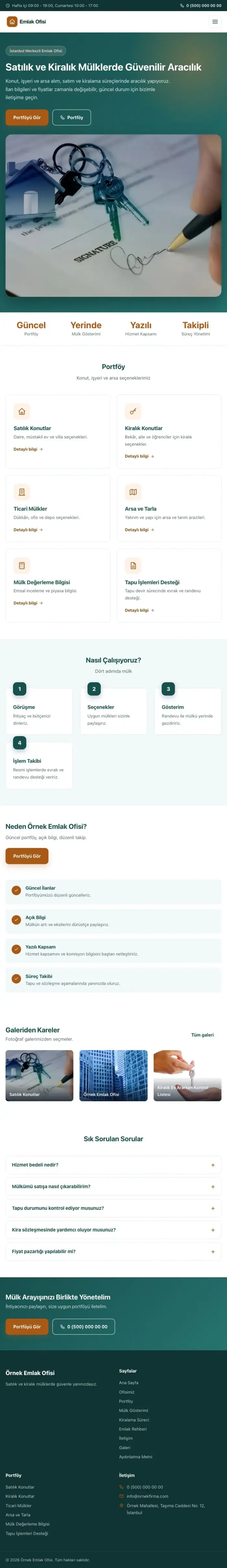 Klasik Petrol Turuncu – Emlak Ofisi Web Sitesi tablet görünümü
