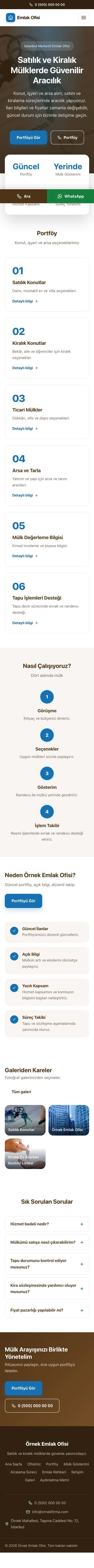 Merkez Kahve Mavi – Emlak Ofisi Web Sitesi mobil görünümü