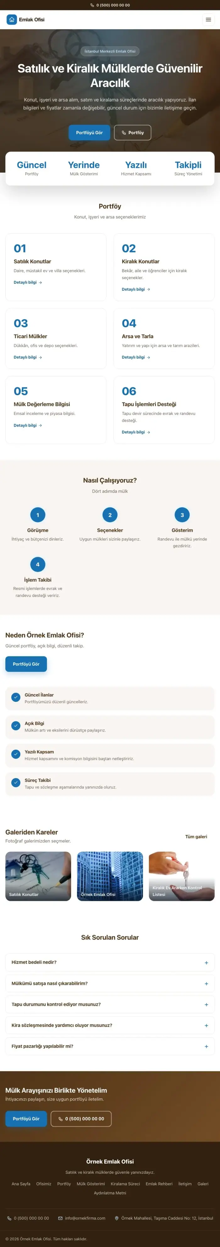 Merkez Kahve Mavi – Emlak Ofisi Web Sitesi tablet görünümü