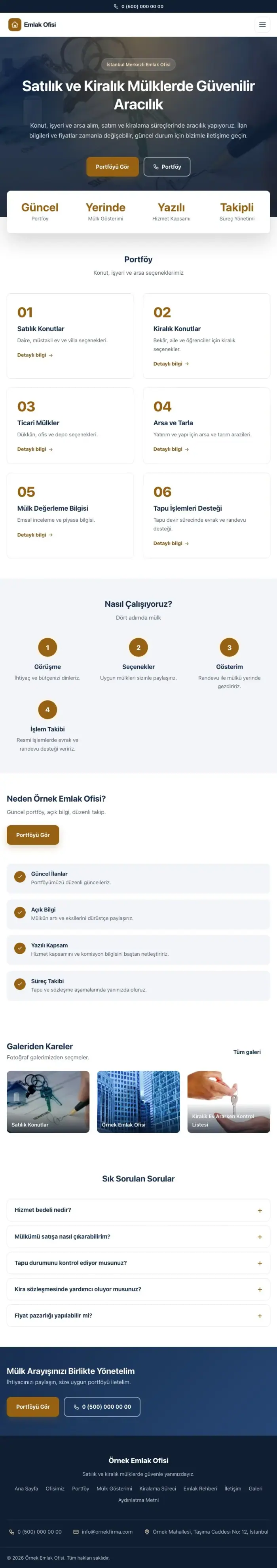 Merkez Mavi Turuncu – Emlak Ofisi Web Sitesi tablet görünümü