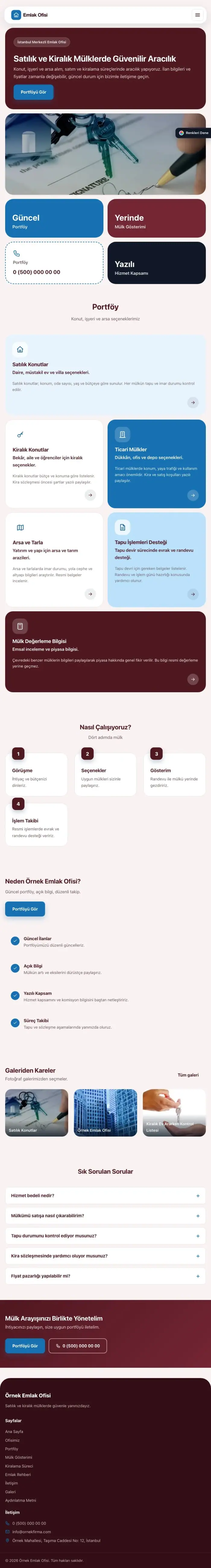 Mozaik Bordo Mavi – Emlak Ofisi Web Sitesi tablet görünümü