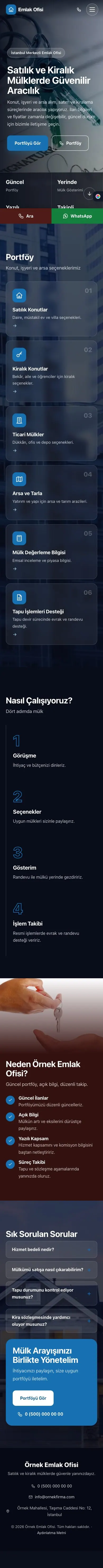 Tam Ekran Bordo Mavi – Emlak Ofisi Web Sitesi mobil görünümü