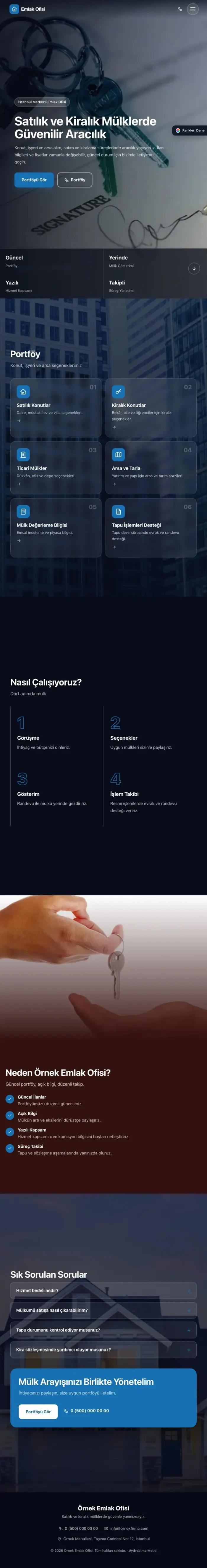 Tam Ekran Bordo Mavi – Emlak Ofisi Web Sitesi tablet görünümü