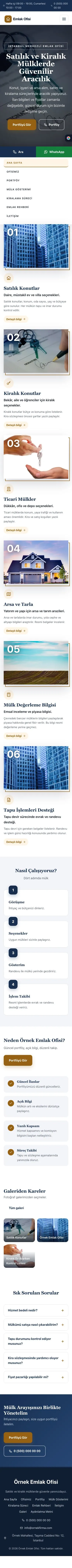 Zigzag Mavi Turuncu – Emlak Ofisi Web Sitesi mobil görünümü
