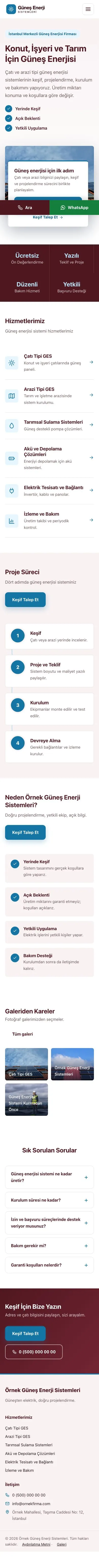 Bölünmüş Bordo Mavi – Enerji ve Güneş Web Sitesi mobil görünümü