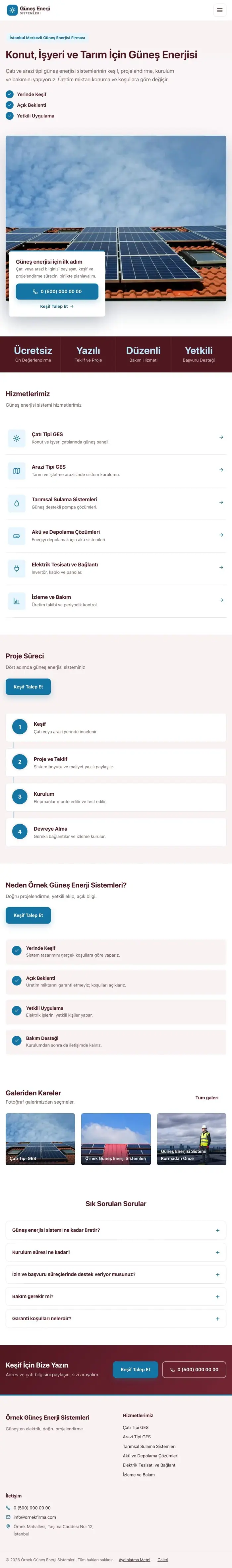 Bölünmüş Bordo Mavi – Enerji ve Güneş Web Sitesi tablet görünümü