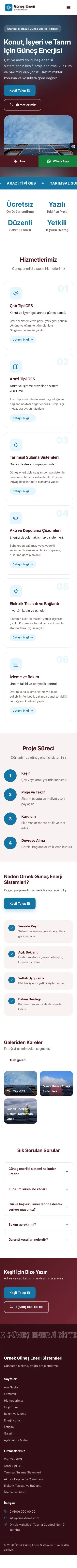 Hareketli Bordo Mavi – Enerji ve Güneş Web Sitesi mobil görünümü