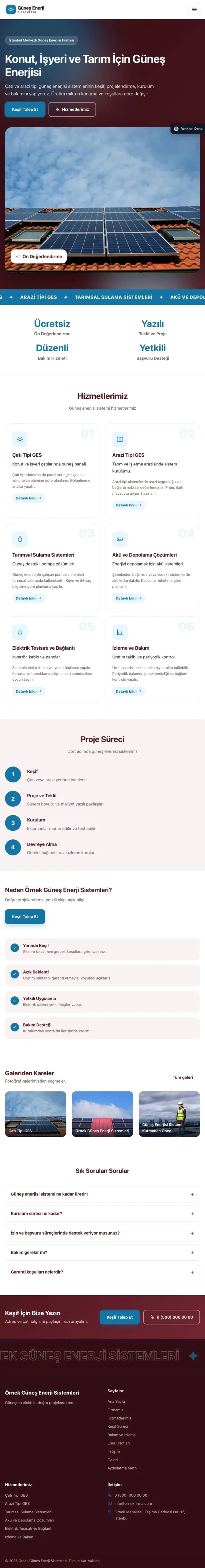 Hareketli Bordo Mavi – Enerji ve Güneş Web Sitesi tablet görünümü