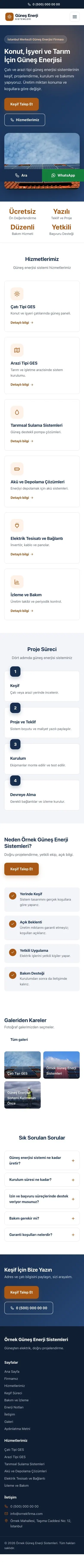 Klasik Mavi Turuncu – Enerji ve Güneş Web Sitesi mobil görünümü
