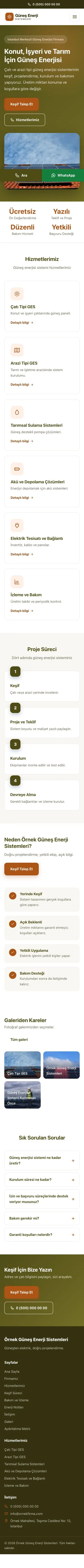 Klasik Zeytin Turuncu – Enerji ve Güneş Web Sitesi mobil görünümü