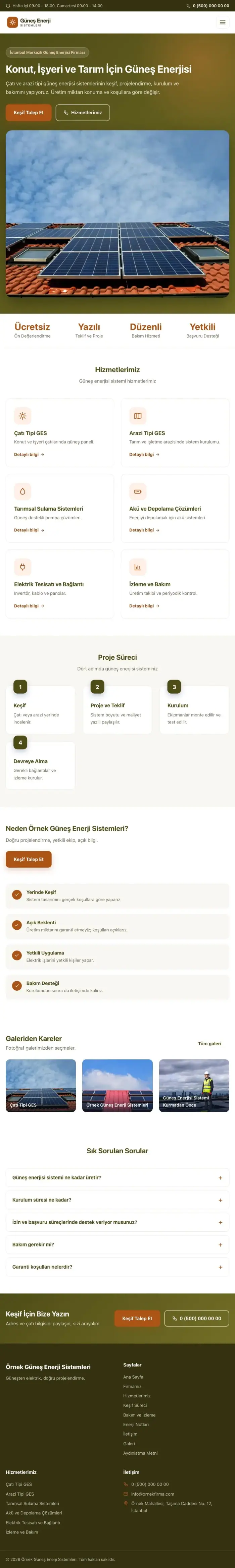 Klasik Zeytin Turuncu – Enerji ve Güneş Web Sitesi tablet görünümü