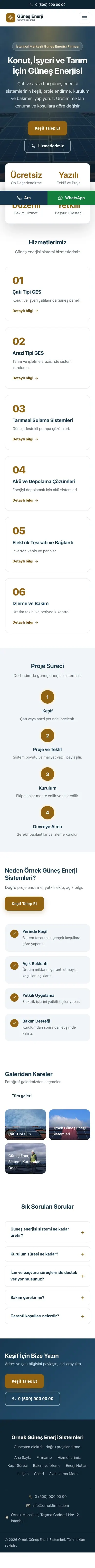 Merkez Mavi Turuncu – Enerji ve Güneş Web Sitesi mobil görünümü