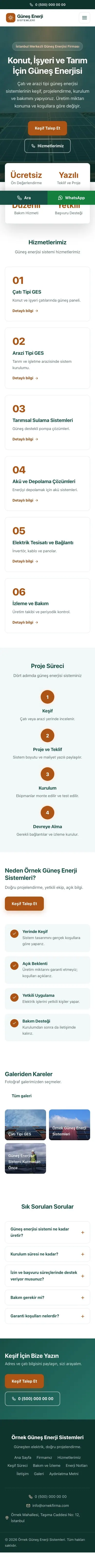 Merkez Petrol Turuncu – Enerji ve Güneş Web Sitesi mobil görünümü
