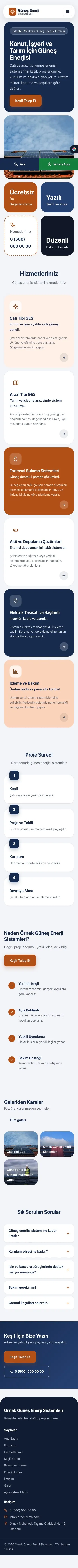 Mozaik Mavi Turuncu – Enerji ve Güneş Web Sitesi mobil görünümü