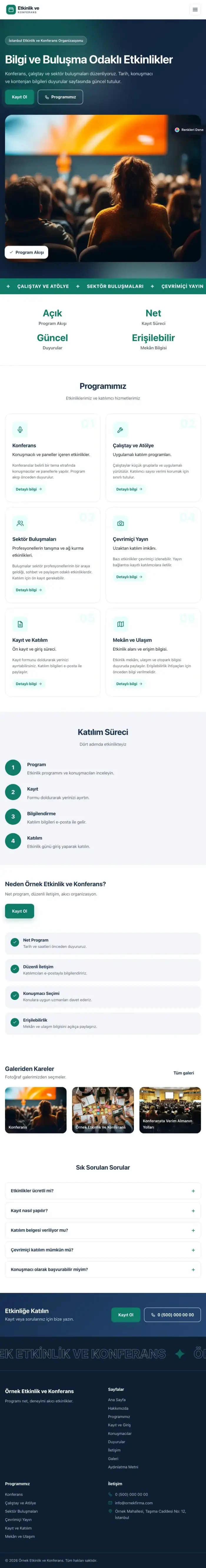 Hareketli Mavi Turkuaz – Etkinlik ve Konferans Web Sitesi tablet görünümü