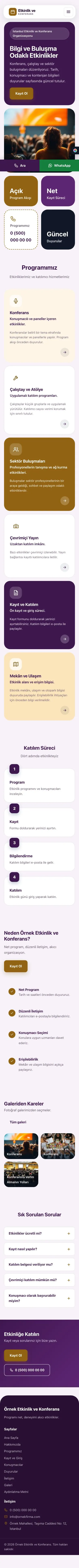 Mozaik Mor Turuncu – Etkinlik ve Konferans Web Sitesi mobil görünümü