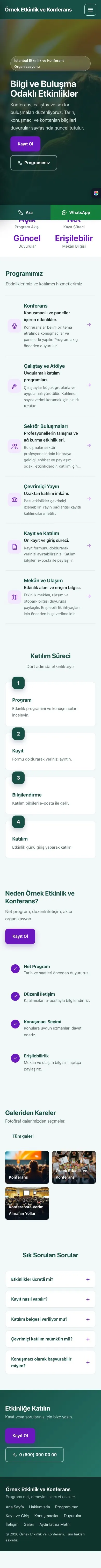 Sol Menü Petrol Mor – Etkinlik ve Konferans Web Sitesi mobil görünümü