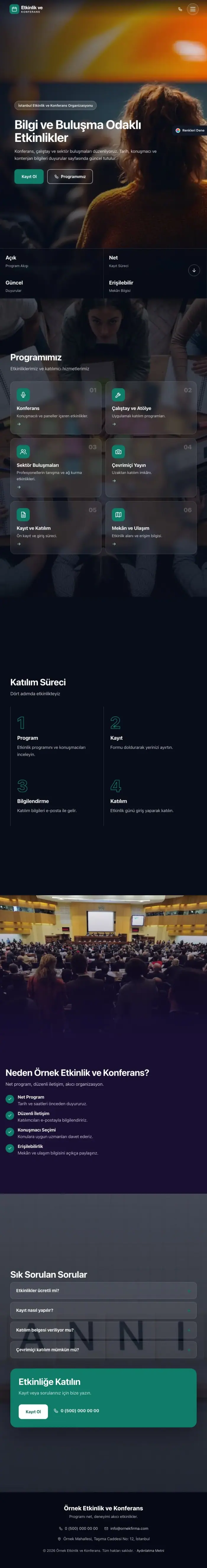Tam Ekran Mor Turkuaz – Etkinlik ve Konferans Web Sitesi tablet görünümü