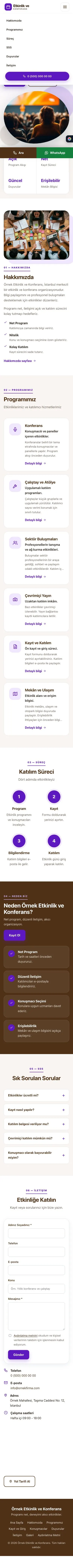 Tek Sayfa Kahve Mor – Etkinlik ve Konferans Web Sitesi mobil görünümü