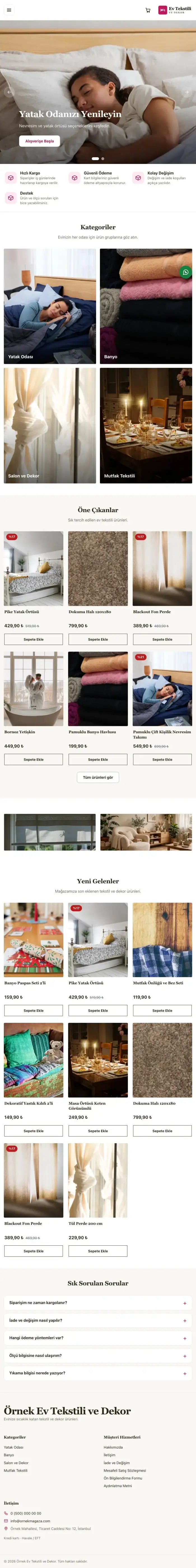 Butik Kahve Pembe – Ev Tekstili ve Dekor Mağazası E-ticaret Sitesi tablet görünümü