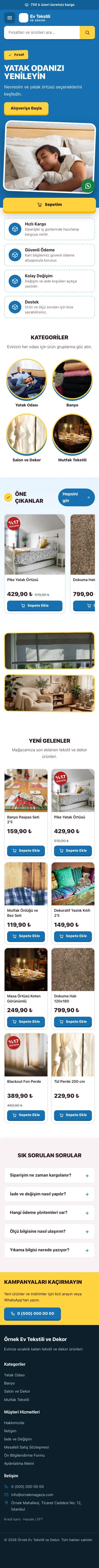 Kampanya Bordo Mavi – Ev Tekstili ve Dekor Mağazası E-ticaret Sitesi mobil görünümü