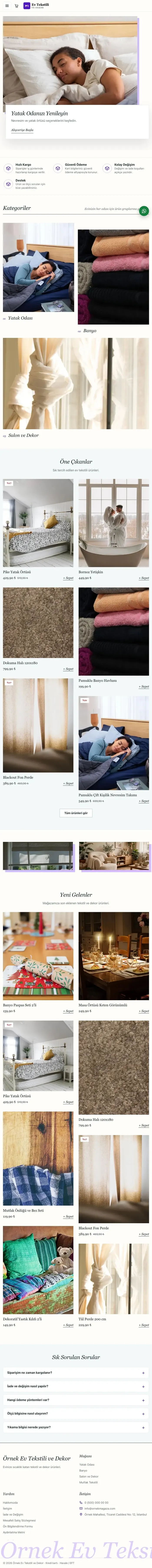 Lookbook Petrol Mor – Ev Tekstili ve Dekor Mağazası E-ticaret Sitesi tablet görünümü