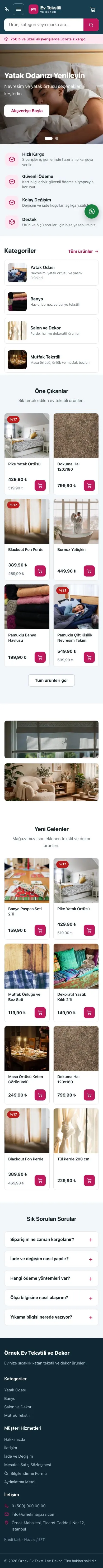 Market Mavi Pembe – Ev Tekstili ve Dekor Mağazası E-ticaret Sitesi mobil görünümü