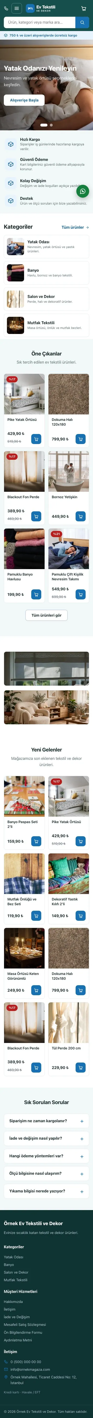 Market Petrol Mavi – Ev Tekstili ve Dekor Mağazası E-ticaret Sitesi mobil görünümü