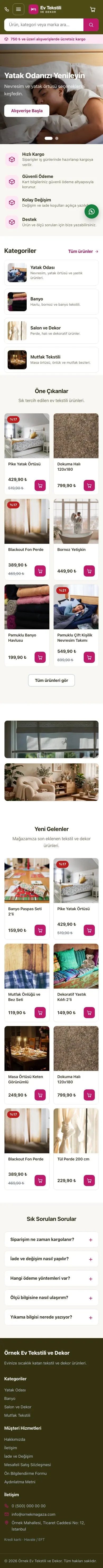 Market Zeytin Pembe – Ev Tekstili ve Dekor Mağazası E-ticaret Sitesi mobil görünümü