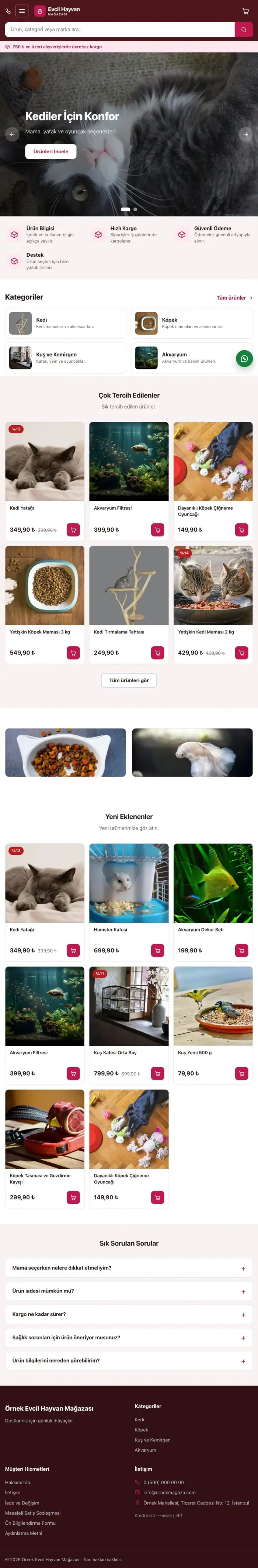 Market Bordo Pembe – Evcil Hayvan Ürünleri E-ticaret Sitesi tablet görünümü