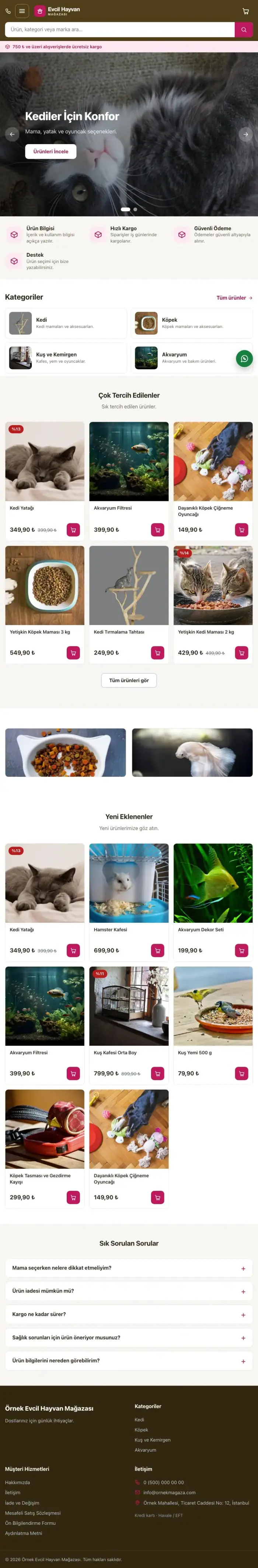 Market Kahve Pembe – Evcil Hayvan Ürünleri E-ticaret Sitesi tablet görünümü