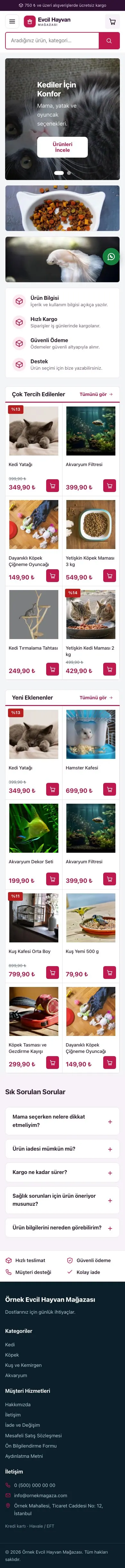 Pazar Yeri Mor Pembe – Evcil Hayvan Ürünleri E-ticaret Sitesi mobil görünümü