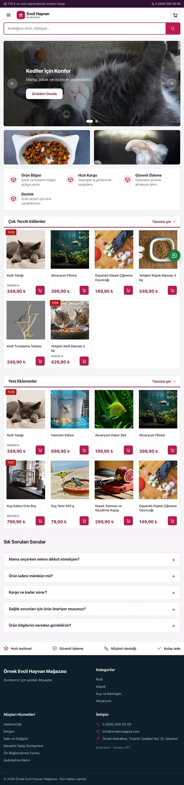 Pazar Yeri Mor Pembe – Evcil Hayvan Ürünleri E-ticaret Sitesi tablet görünümü