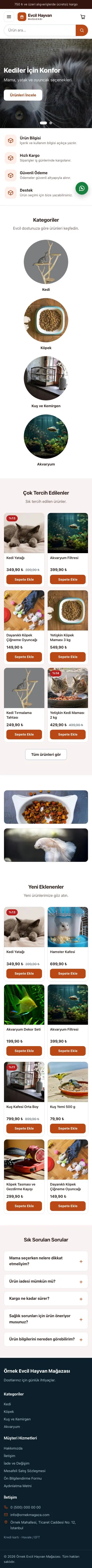Vitrin Bordo Turuncu – Evcil Hayvan Ürünleri E-ticaret Sitesi mobil görünümü