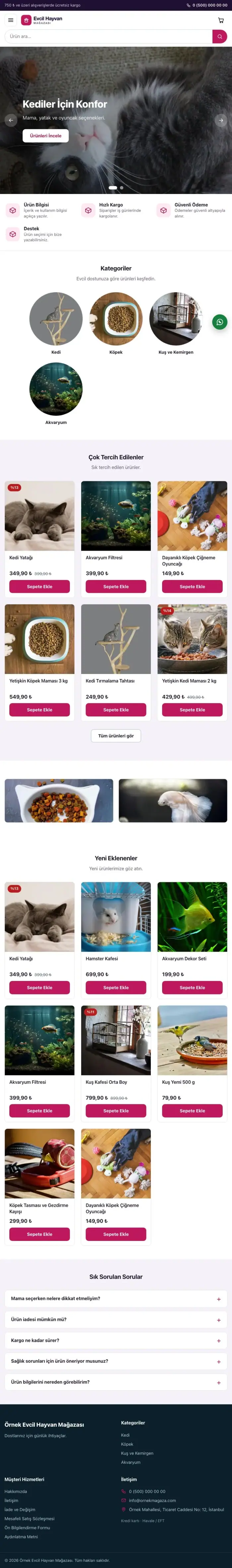 Vitrin Mor Pembe – Evcil Hayvan Ürünleri E-ticaret Sitesi tablet görünümü