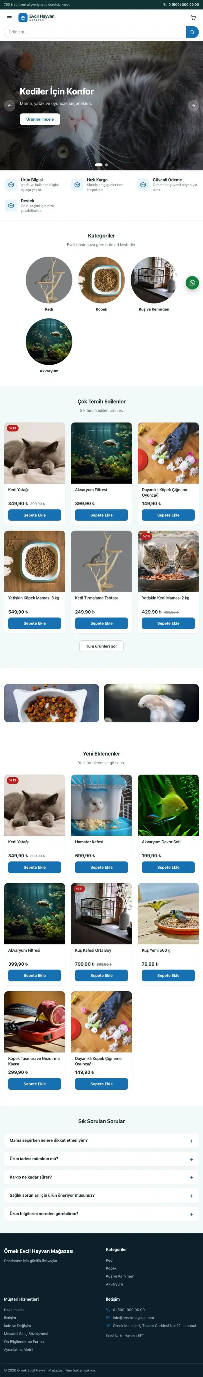 Vitrin Petrol Mavi – Evcil Hayvan Ürünleri E-ticaret Sitesi tablet görünümü