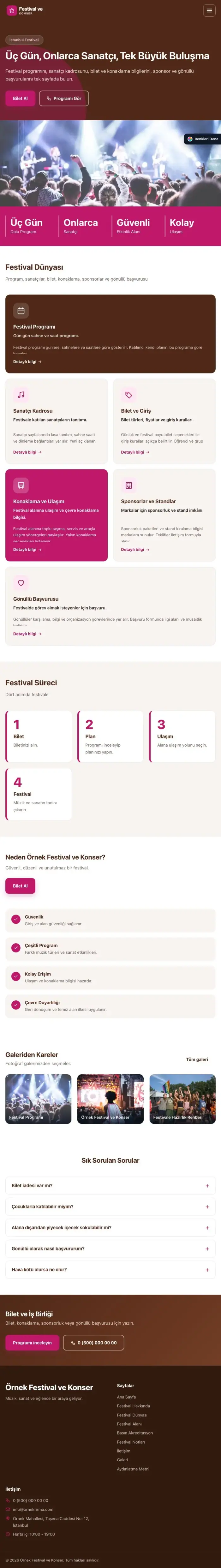 Blok Kahve Pembe – Festival ve Konser Web Sitesi tablet görünümü