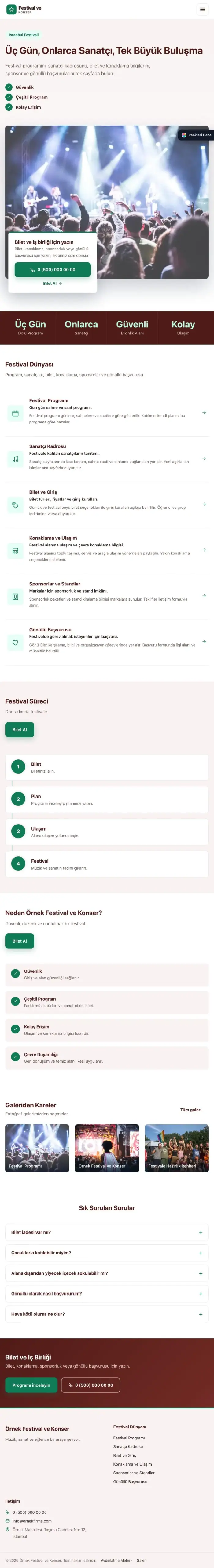 Bölünmüş Bordo Turkuaz – Festival ve Konser Web Sitesi tablet görünümü