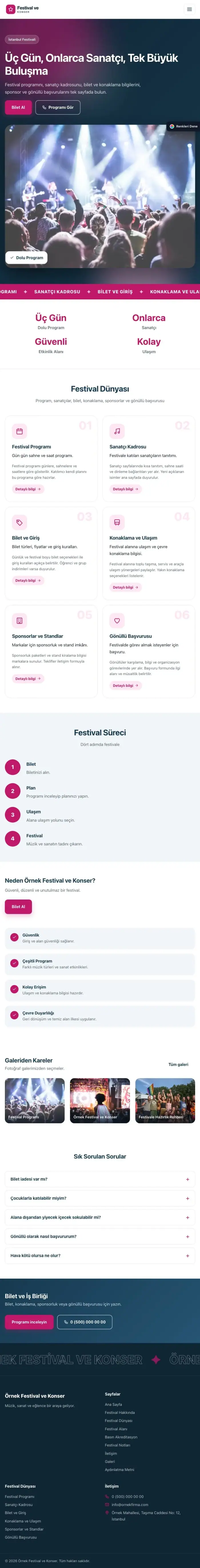 Hareketli Mavi Pembe – Festival ve Konser Web Sitesi tablet görünümü