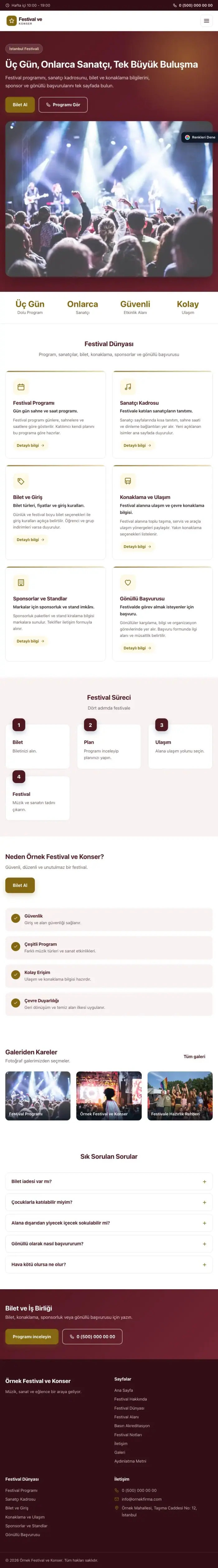 Klasik Bordo Amber – Festival ve Konser Web Sitesi tablet görünümü