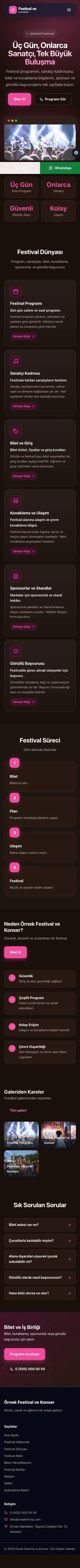Koyu Modern Kahve Pembe – Festival ve Konser Web Sitesi mobil görünümü